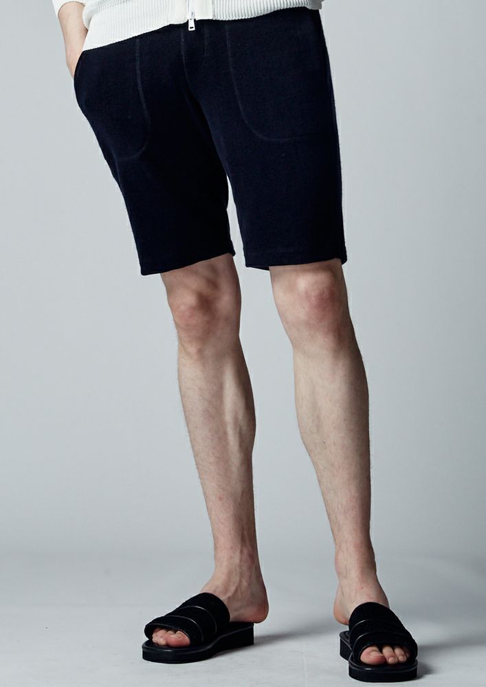 AKM】SILKY TENCEL PILE EASY SHORTS -DARKNAVY- | AKM