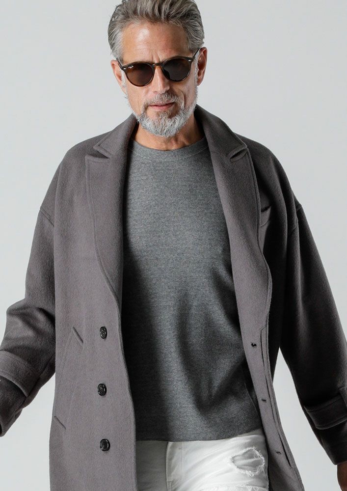 AKM】WOOL MELTON COCOON SLIT COAT -GRAY- | AKM［エイケイエム］公式オンラインショップ