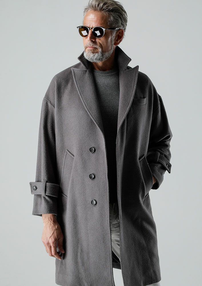 AKM】WOOL MELTON COCOON SLIT COAT -GRAY- | AKM［エイケイエム］公式オンラインショップ