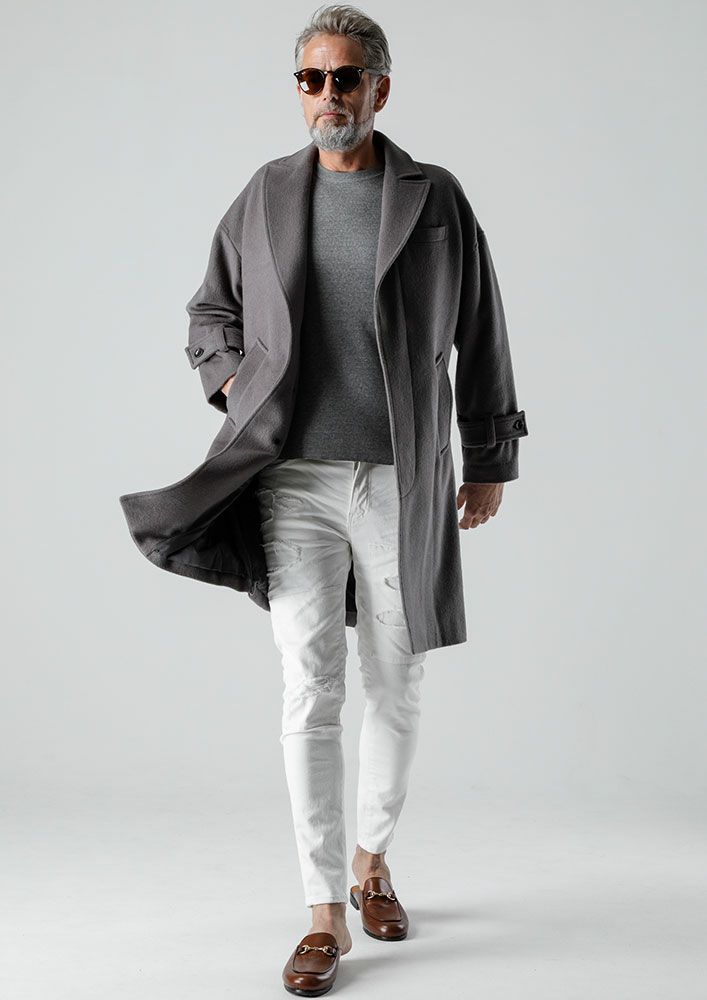 AKM】WOOL MELTON COCOON SLIT COAT -GRAY- | AKM［エイケイエム］公式オンラインショップ