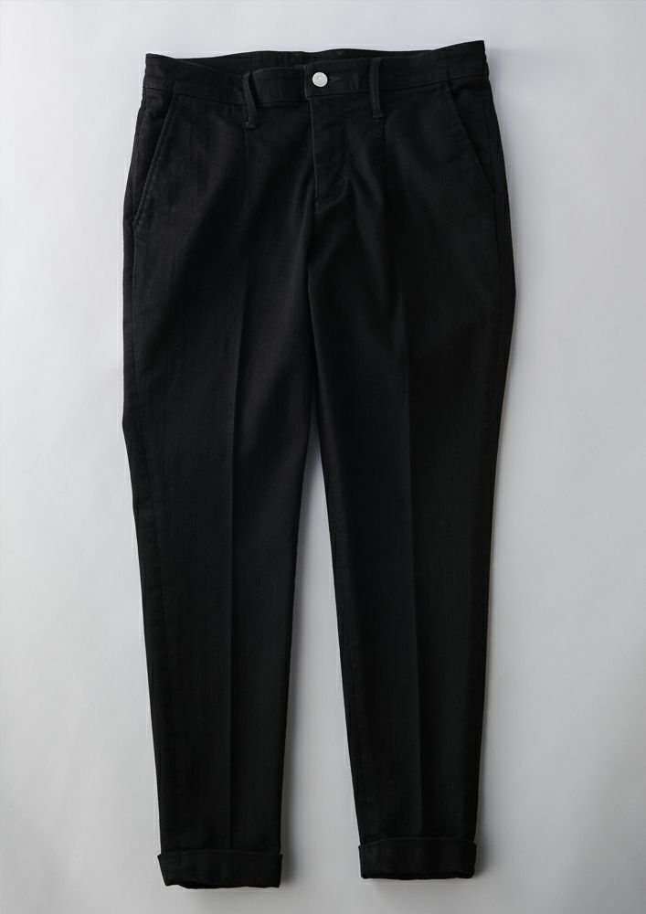 【AKM】HIGH POWER STRETCH DENIM SLACKS -BLACK RIGID-