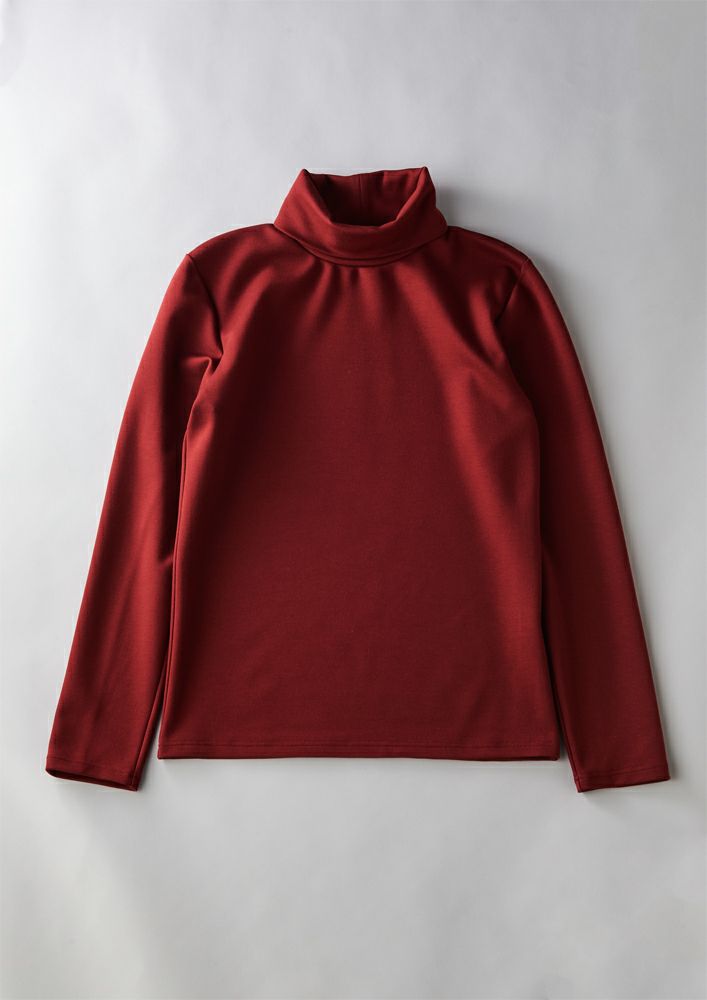 【AKM】DUAL WARM MOIST PONTI L/S TURTLE -BURGUNDY-