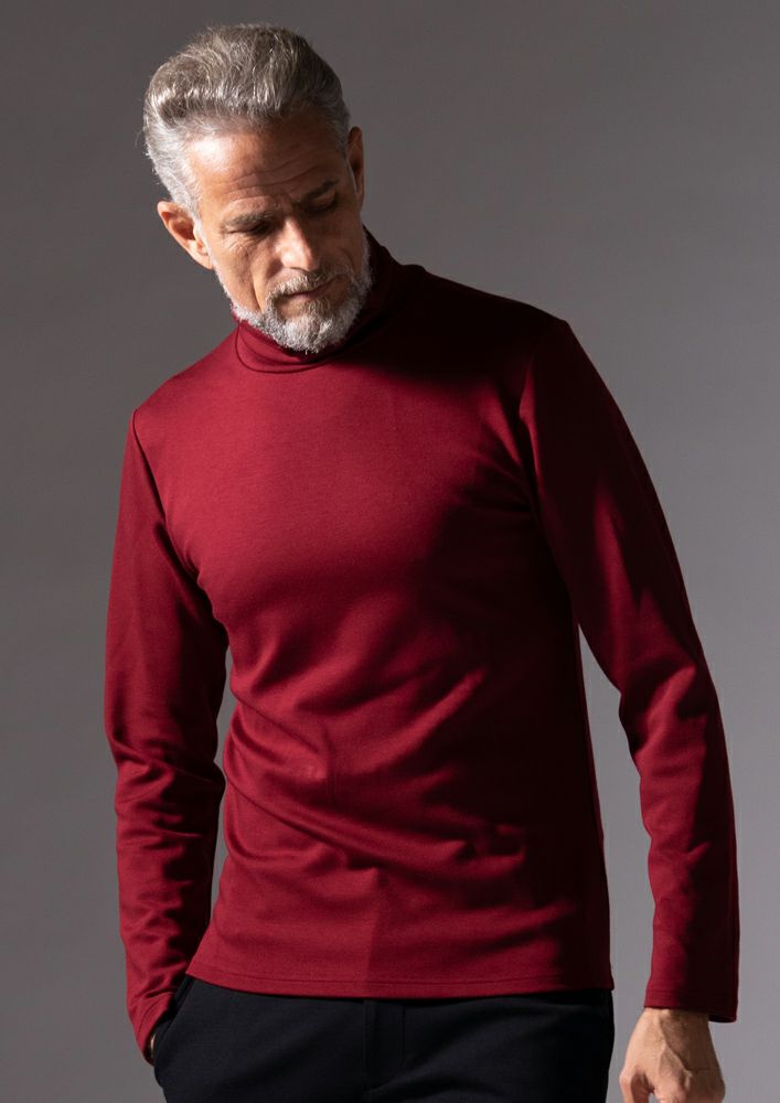 AKM】DUAL WARM MOIST PONTI L/S TURTLE -BURGUNDY- | AKM