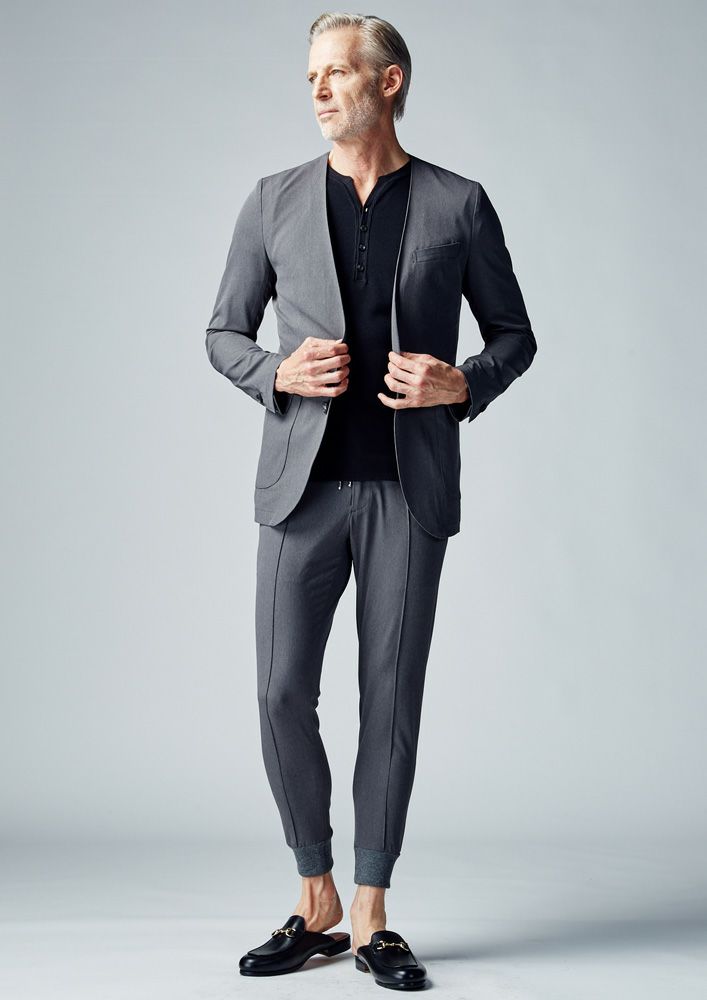 AKM】MELANGE TWILL 2WAY RIB SLACKS -GRAY- | AKM［エイケイエム