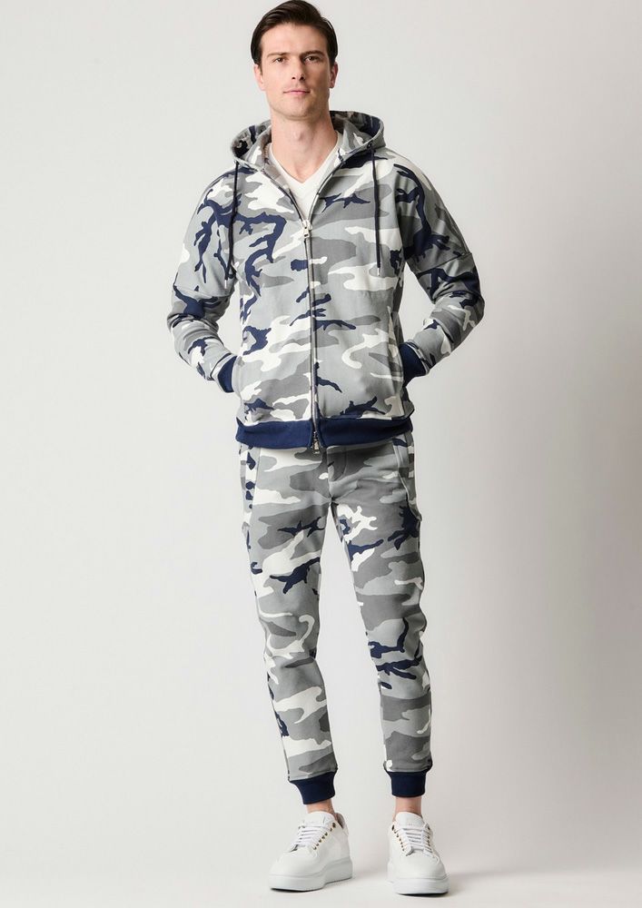 AKM】ORIGINAL STRETCH JERSEY SOLID BIKER RIB -NAVY GRAY CAMO 