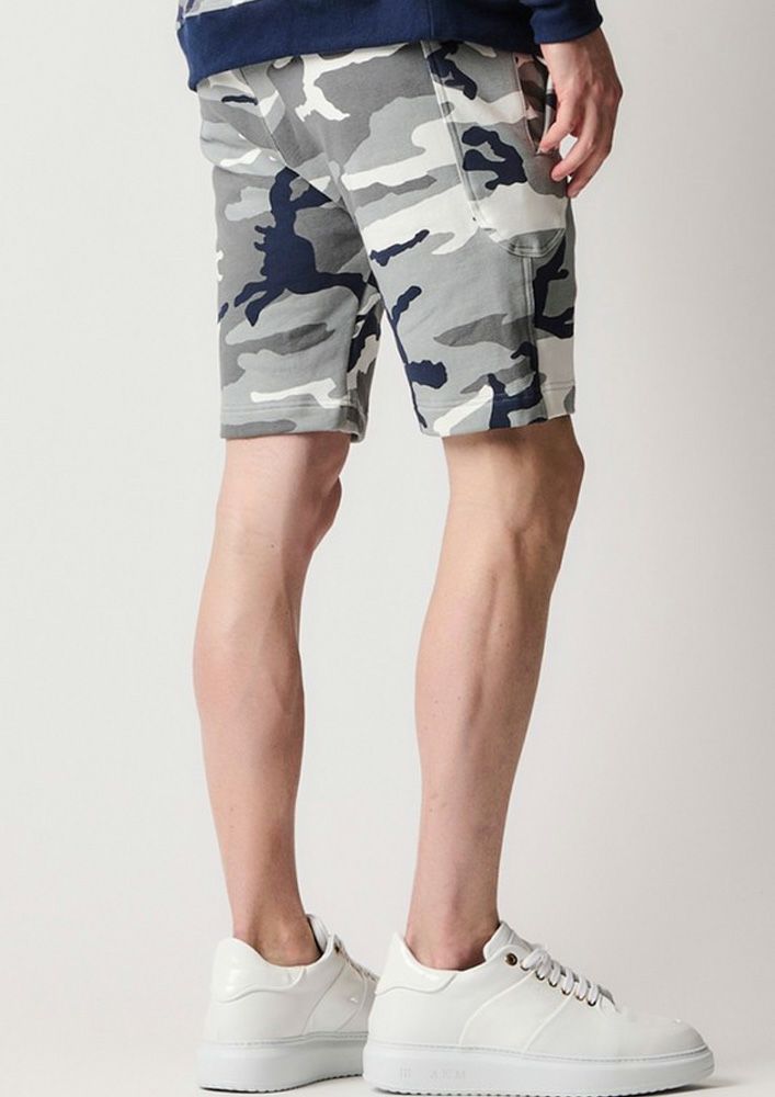 AKM】ORIGINAL STRETCH JERSEY SOLID EASY SHORTS -NAVY GRAY CAMO