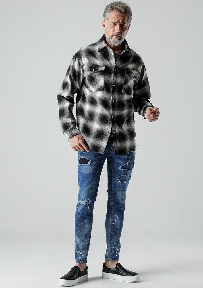 AKM】HIGH POWER STRETCH DENIM REMAKE 5P SKINNY -BLUE HARD