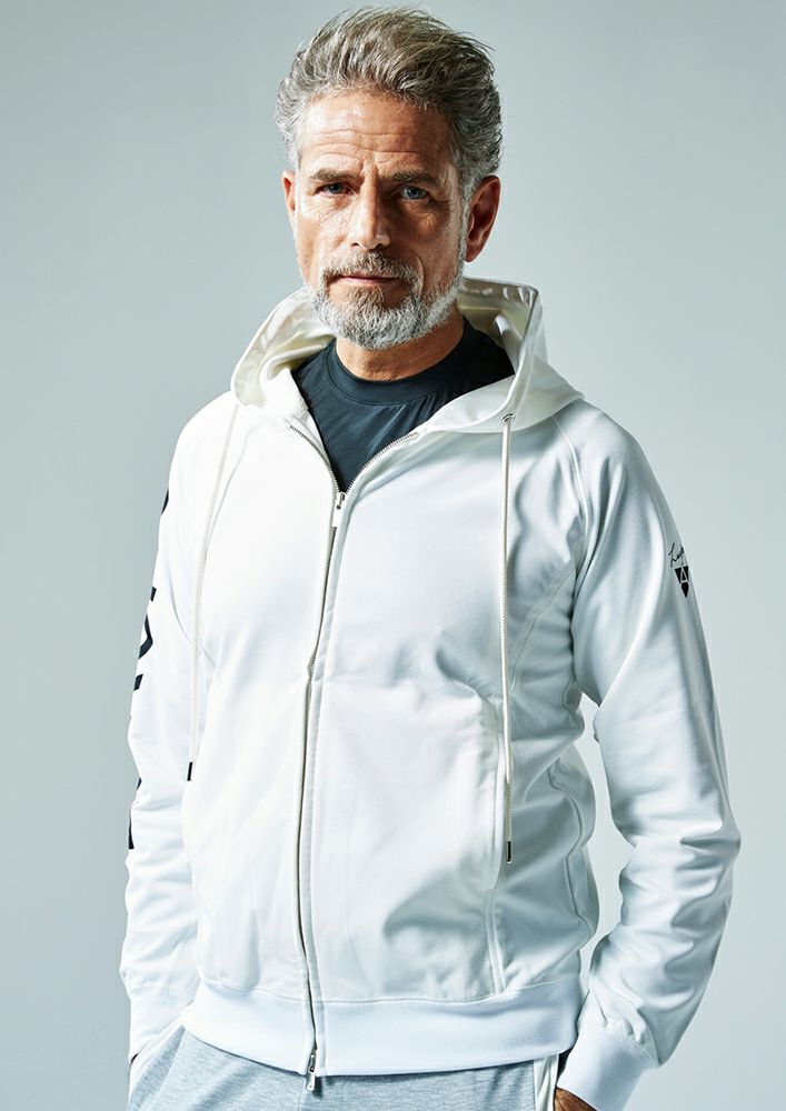 AKM PLUS】UV STRETCH EASY ZIP HOODED-WHITE- | AKM［エイケイエム