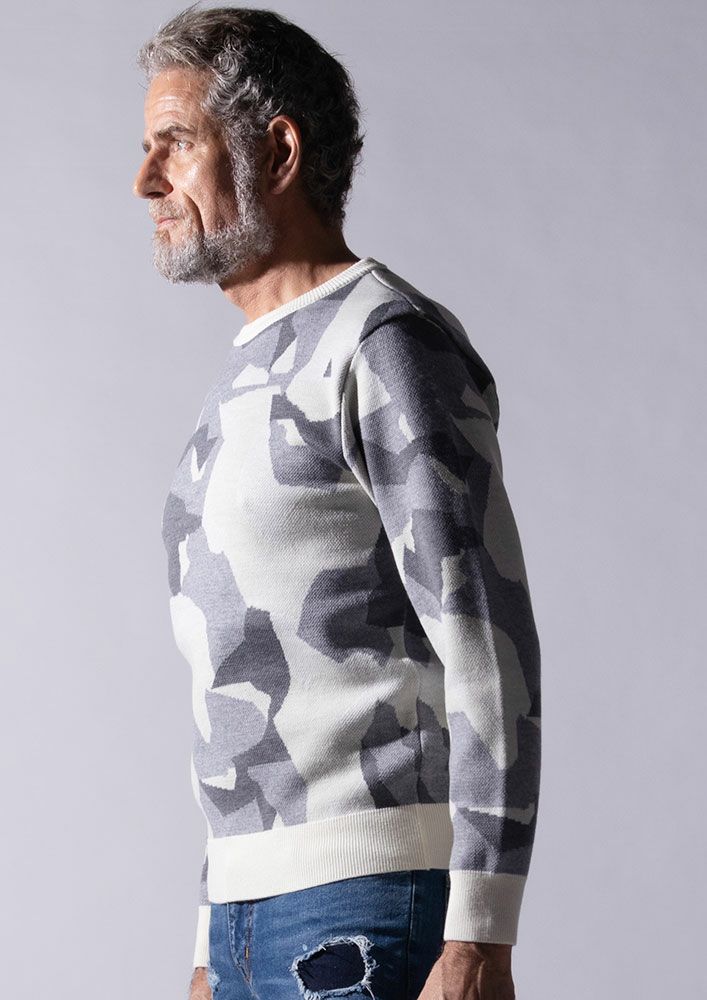 AKM】CASH WOOL SWEDISH CAMO CREW-WHITE CAMO- | AKM［エイケイエム