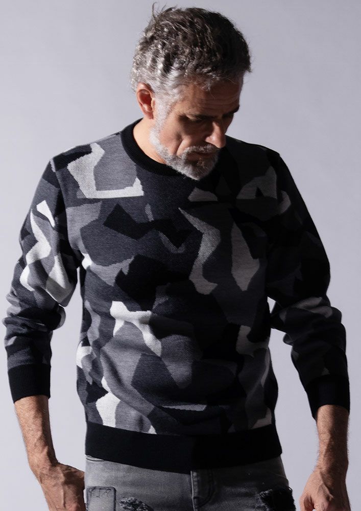 AKM】CASH WOOL SWEDISH CAMO CREW-BLACK CAMO- | AKM