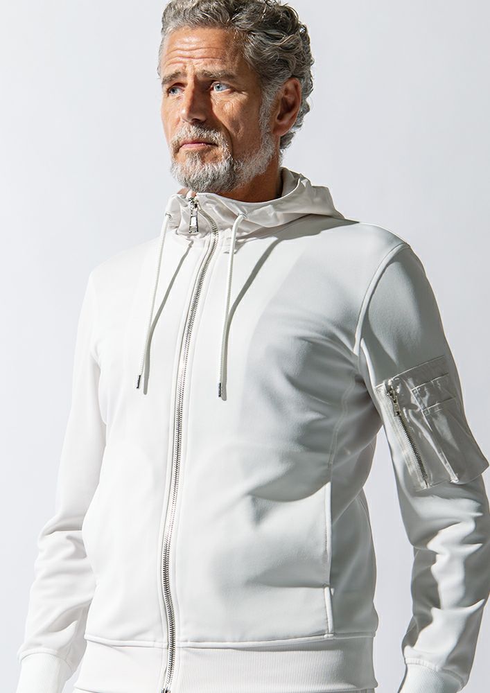 AKM】DRY JERSEY HYBRID NECK ZIP PARKA -WHITE- | AKM