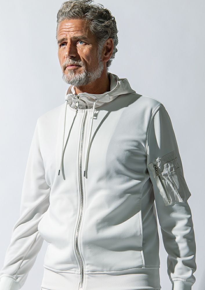 AKM】DRY JERSEY HYBRID NECK ZIP PARKA -WHITE- | AKM