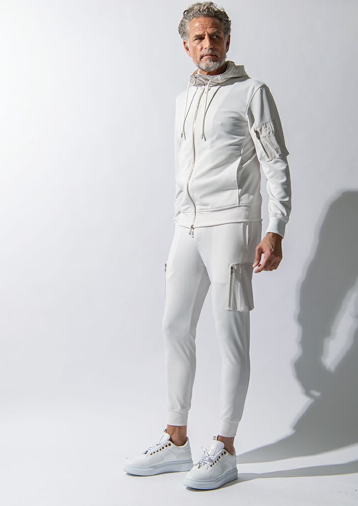 トップス AKM LUXE SPORT ZIP PARKA AKM】DRY JERSEY HYBRID NECK ZIP PARKA -WHITE- | AKM