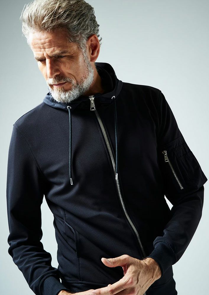 トップス AKM LUXE SPORT ZIP PARKA AKM】DRY JERSEY HYBRID NECK ZIP PARKA -BLACK- | AKM