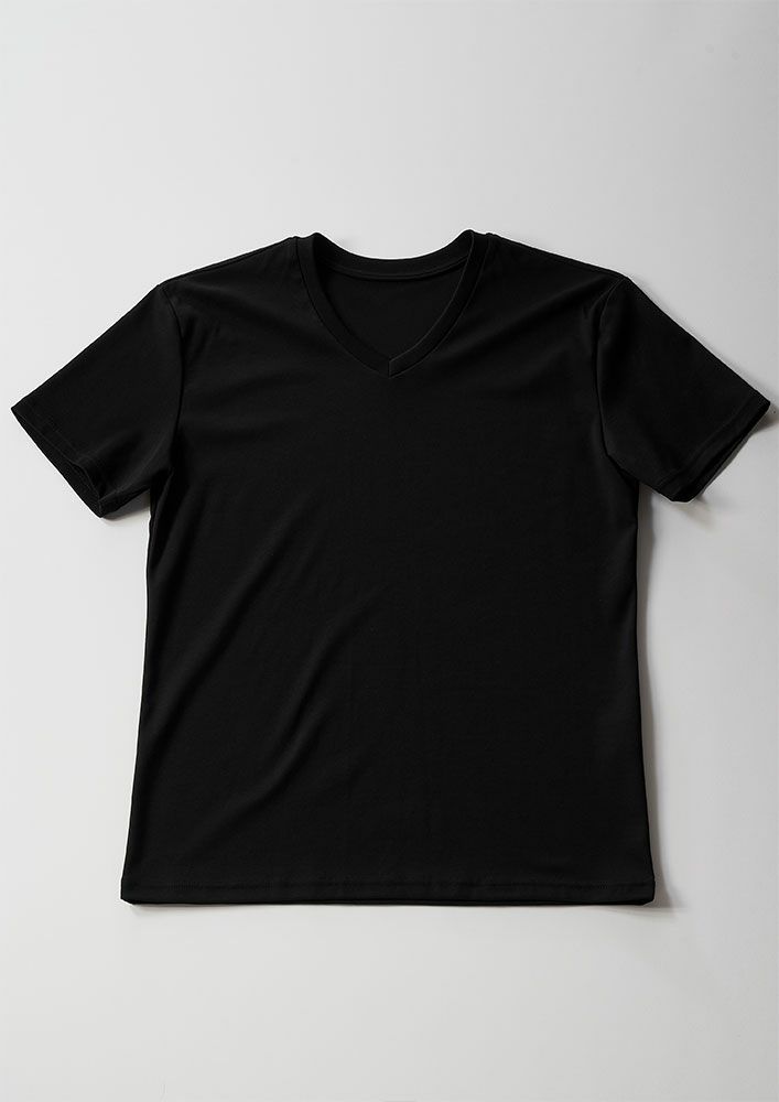 【AKM】SUVIN PLATINUM SMOOTH S/S V-NECK -BLACK-