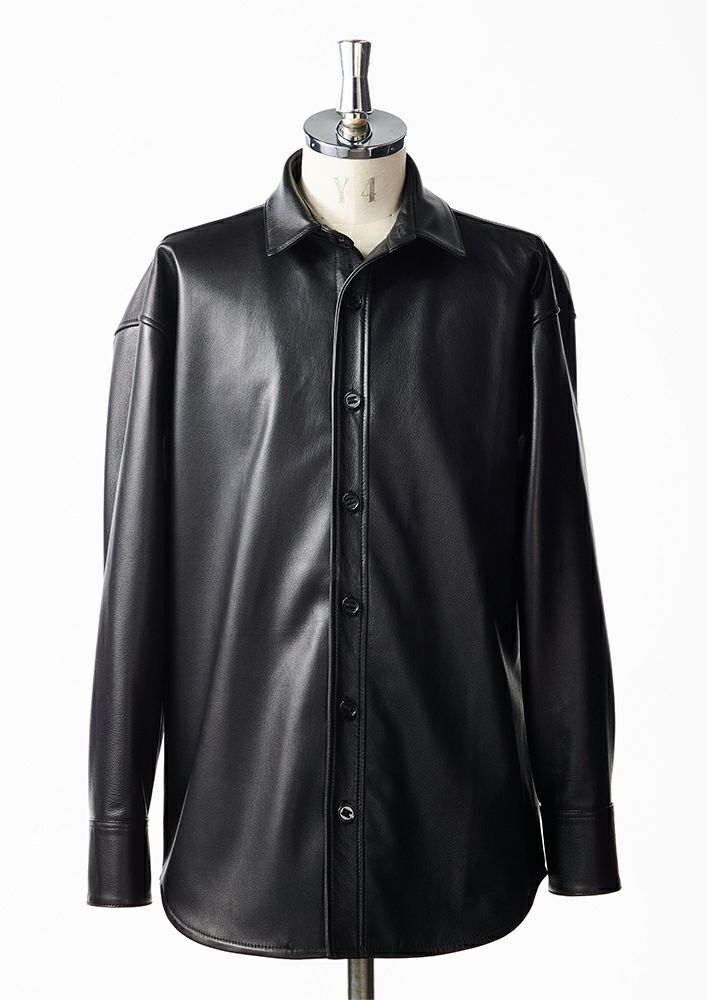 AKM】SHRINK SHEEP DROP SHOULDER P-ARMY SHIRTS -BLACK-