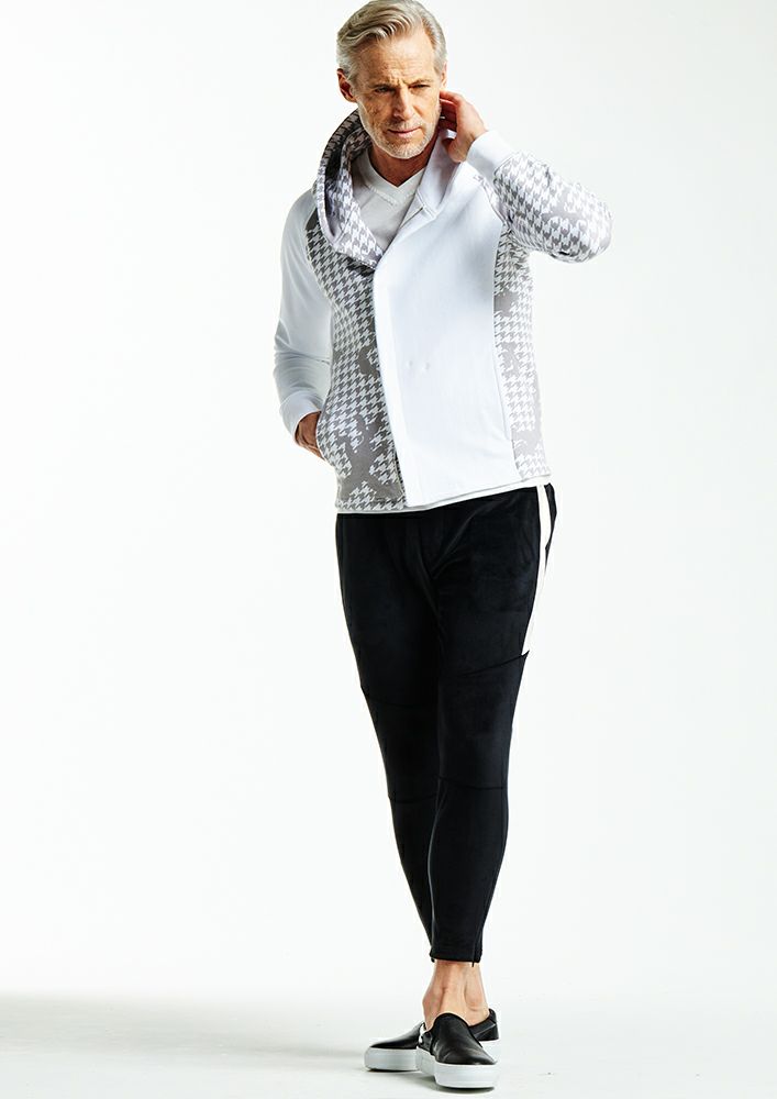 AKM】BOMBERHEAT VELOUR LIGHT SIDE LINE BIKER SKINNY -BLACK-