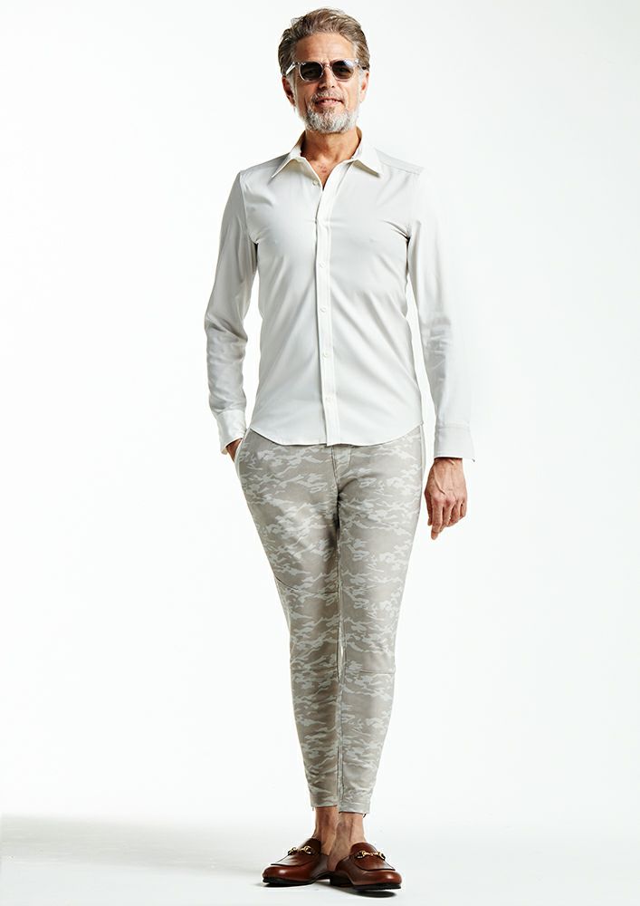 AKM】HEAT PERFORMER SIDE LINE BIKER SKINNY -WHITE CAMO-