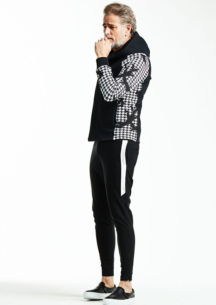 AKM】HEAT PERFORMER TWILL SIDE LINE BIKER SKINNY -BLACK-