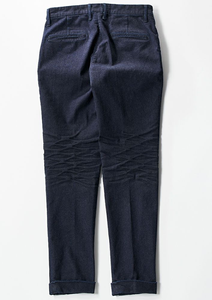 【AKM】HIGH POWER STRETCH DENIM SLACKS -BLUE ONE