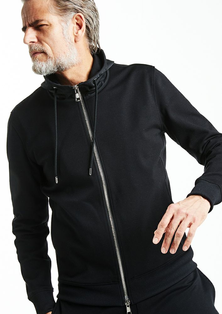 AKM】DUAL WARM / POLYESTER NECK ZIP PARKA -BLACK- 