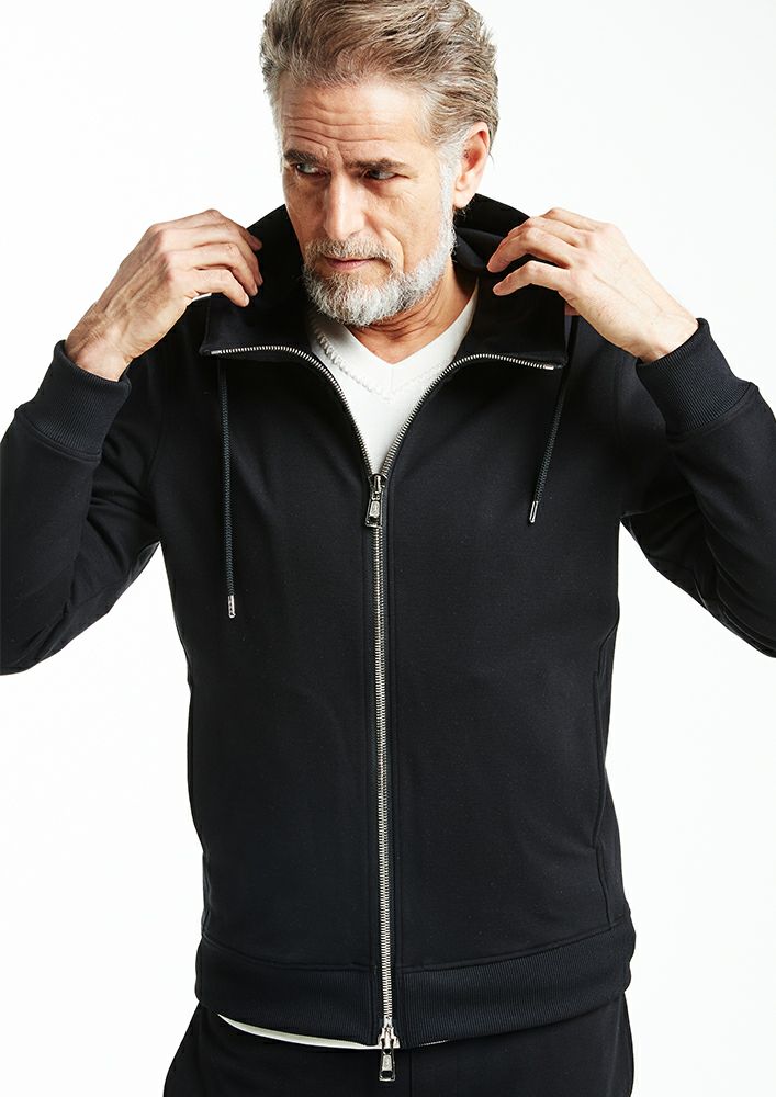AKM】DUAL WARM / POLYESTER NECK ZIP PARKA -BLACK- 