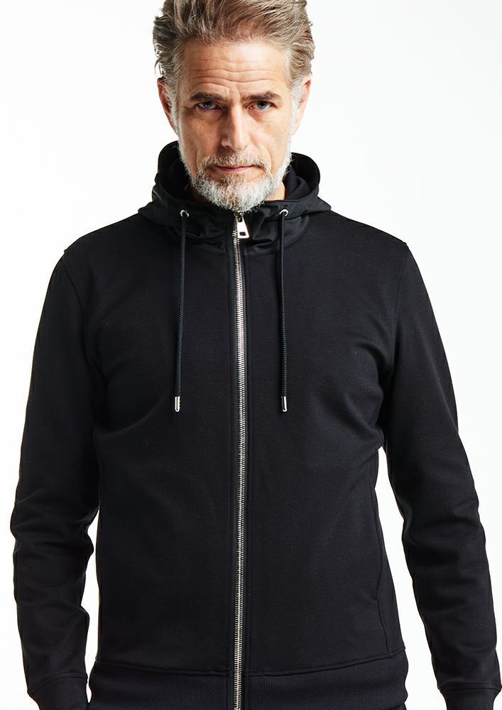 AKM】DUAL WARM / POLYESTER NECK ZIP PARKA -BLACK-