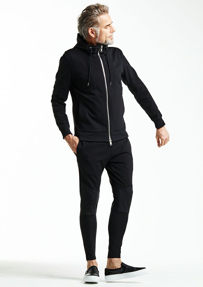 AKM】DUAL WARM / POLYESTER BIKER SKINNY -BLACK-