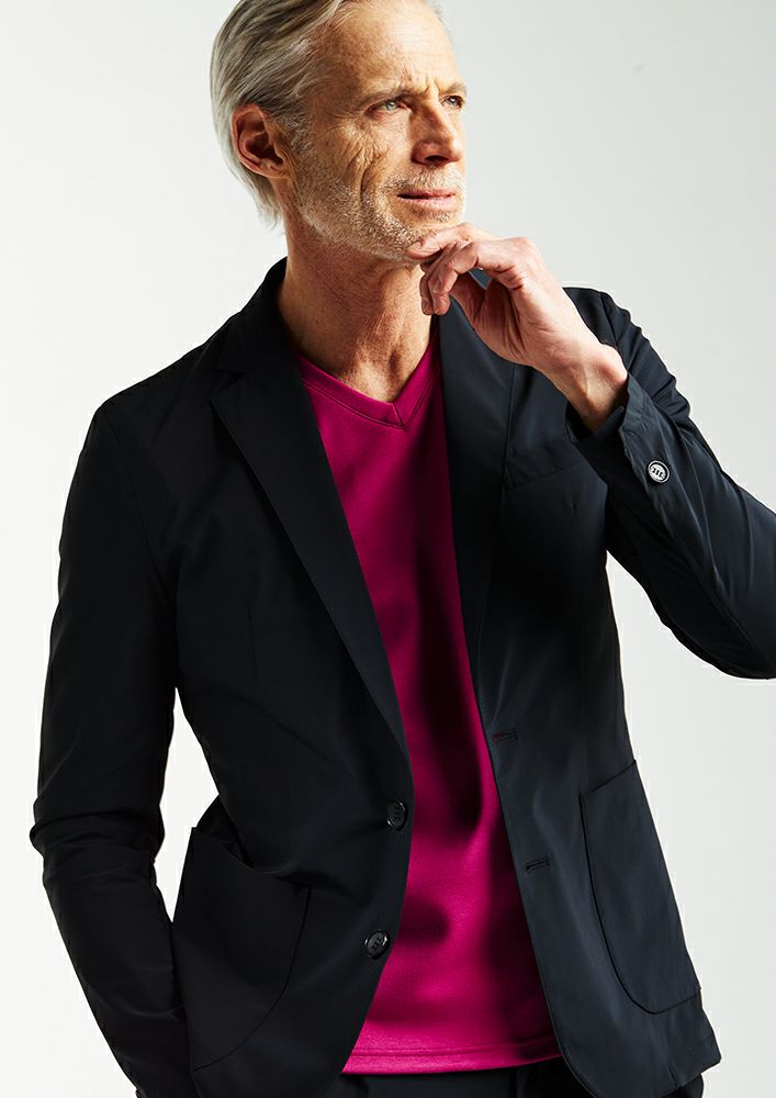 AKM】ECOUSE NYLON 2WAY SWING EASY JACKET -BLACK-