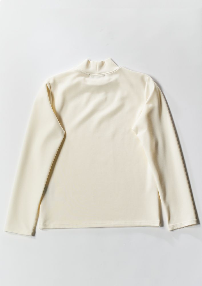 AKM】DUALWARM MOIST PONTI L/S MOCK-NECK -WHITE-