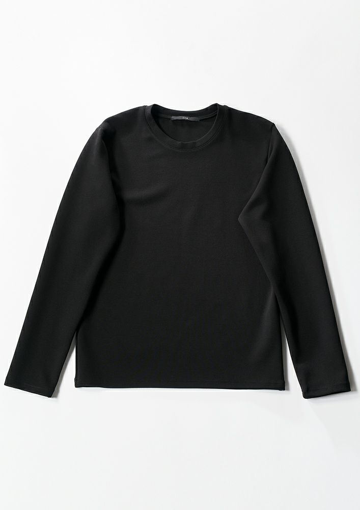 AKM】DUALWARM MOIST PONTI L/S CREW-NECK -BLACK-