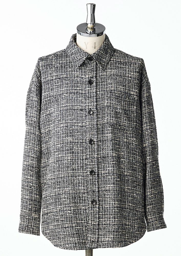 AKM】LAME MIX FANCY TWEED SHIRTS BLOUSON -BLACK-