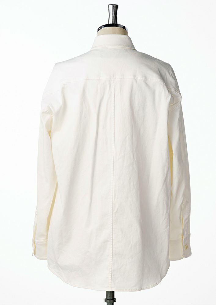 AKM】MILITALY PIQUE STRETCH DROP SHOULDER P-ARMY SHIRTS -WHITE-