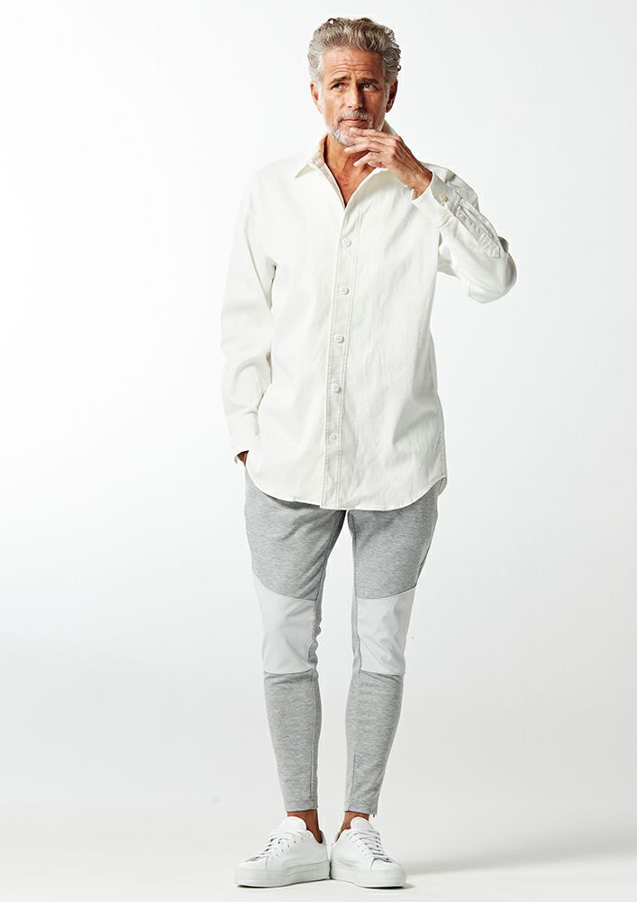 AKM】MILITALY PIQUE STRETCH DROP SHOULDER P-ARMY SHIRTS -WHITE-