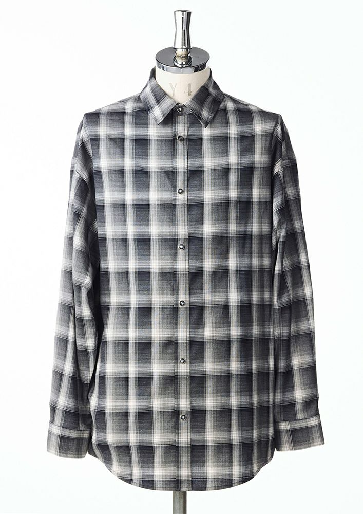 S117 / DENIM L/S WESTERN COLOR BUTTON -BLACK ICE WASH-