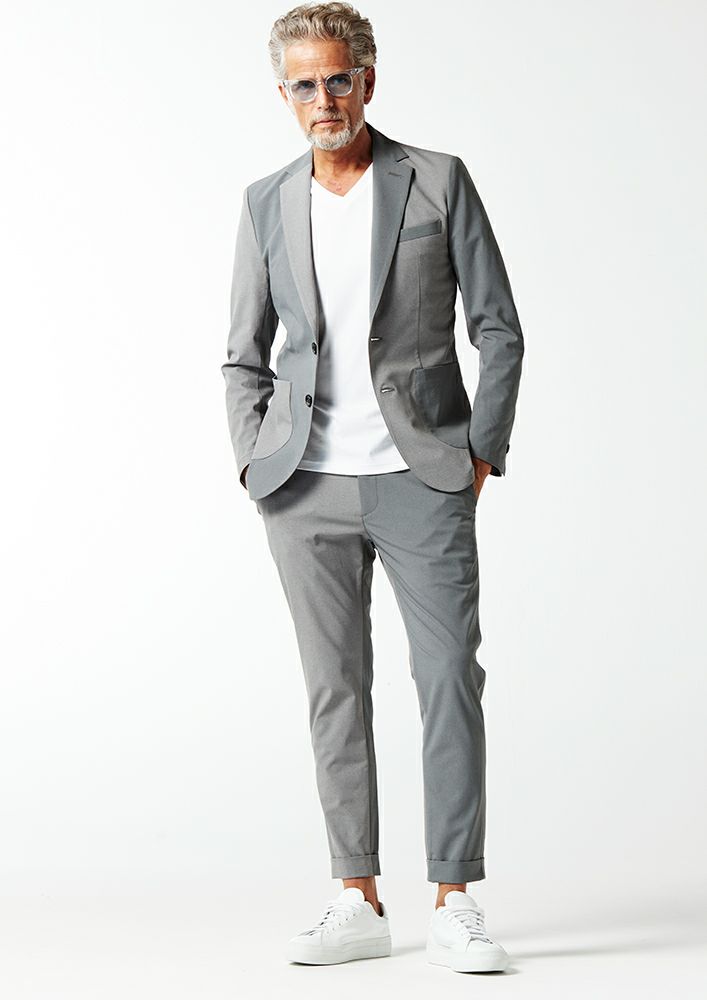 AKM】SOLOTEX MELANGE 4WAY STRETCH CRAZY SWING EASY JACKET -GRAY  