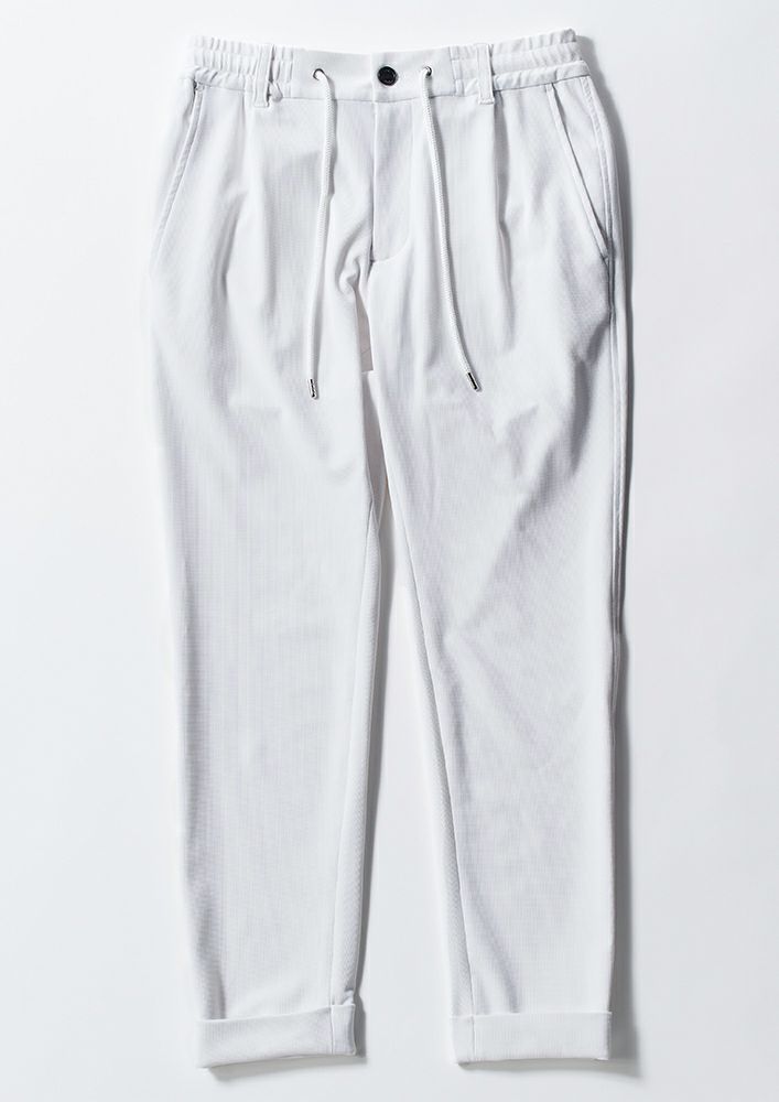 P272 /STRETCH WOOL 1TUCK TAPERED SLACKS -BLACK-