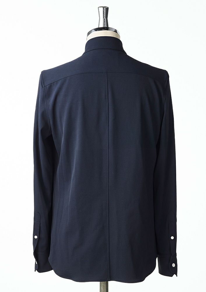 予約2月【AKM】RECYCLE POLYESTER TWIL L/S PLAIN -NAVY- | AKM