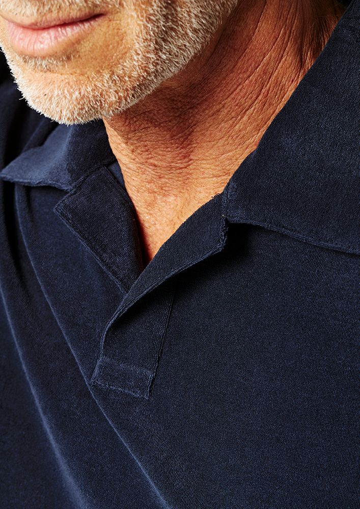 AKM】MICRO Z PILE S/S POLO -NAVY-