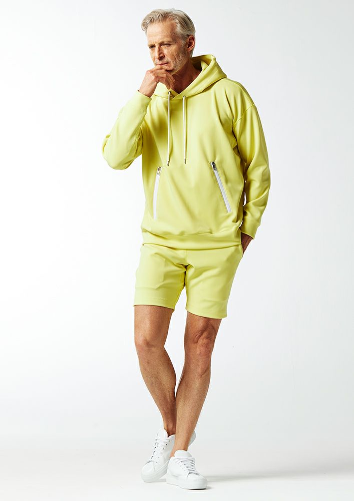 AKM】AQUA SUITING JERSEY RELAX PULLOVER ZIP POCKET PARKA -L.YELLOW-