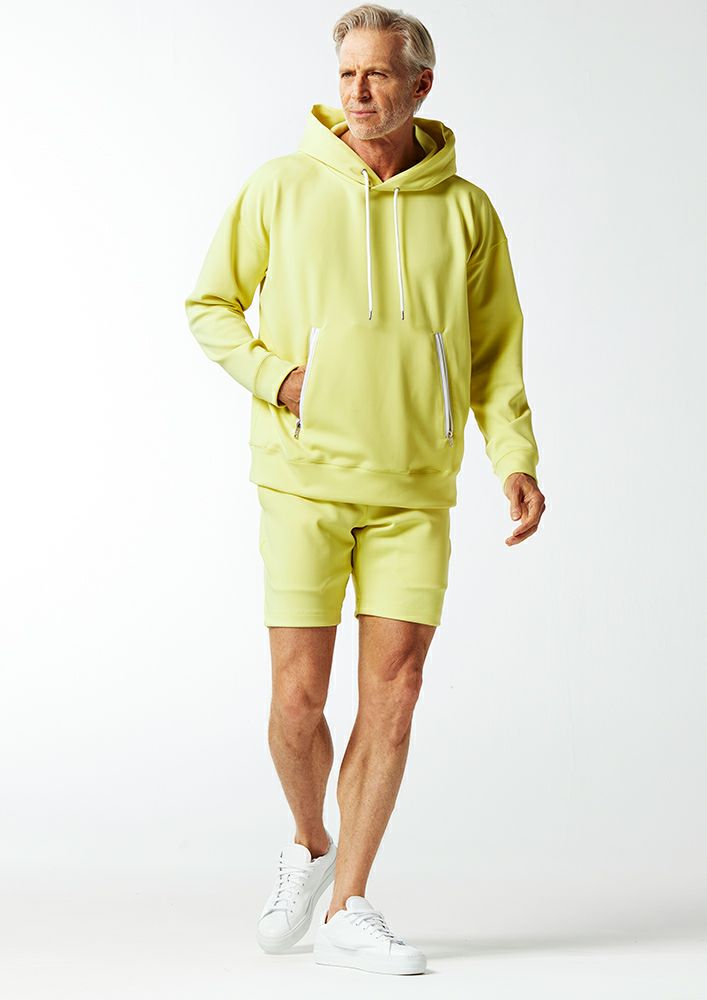 AKM】AQUA SUITING JERSEY RELAX PULLOVER ZIP POCKET PARKA -L.YELLOW-