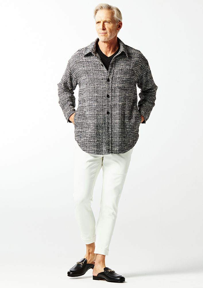 AKM】COTTON TENJIKU S/S HAND STITCH V-NECK -BLACK-