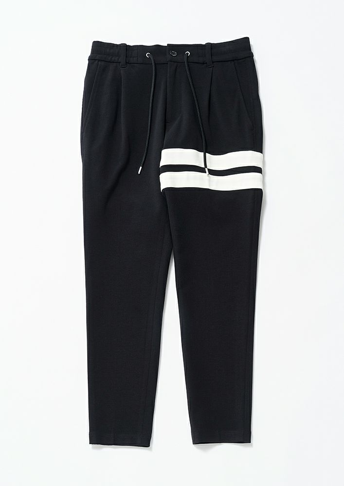 P359 / ALR027 / LUX-WARM MILANO RIB LINE SWING EASY SINGLE PANTS -BLACK-