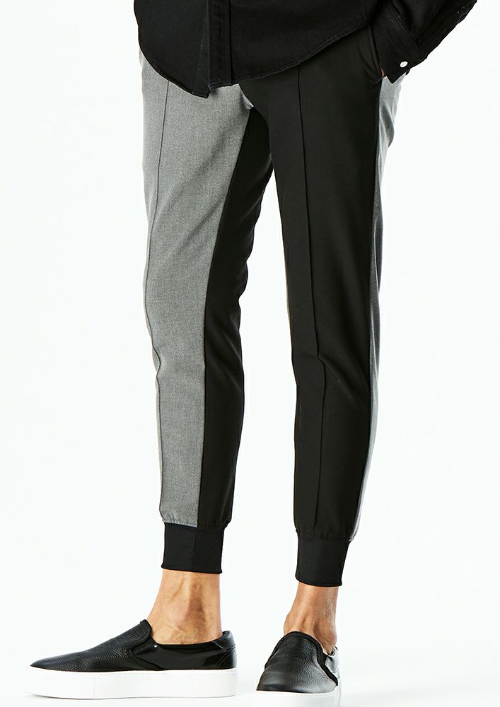 AKM】 2WAY THERMO TWILL CRAZY RIB SLACKS -BLACK/D.GRAY