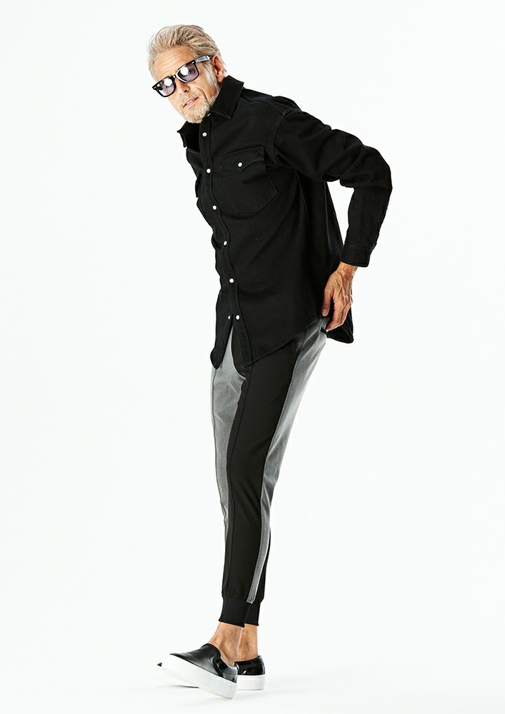 パンツ MEER. RIB HEM VELVET PT AKM】 2WAY THERMO TWILL CRAZY RIB SLACKS -BLACK/D.GRAY