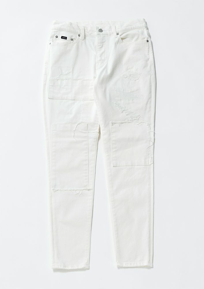 AKM】 HIGH POWER STRETCH DENIM PATCHWORK 5POCKET -WHITE HARD USED- | AKM ［エイケイエム］公式オンラインショップ