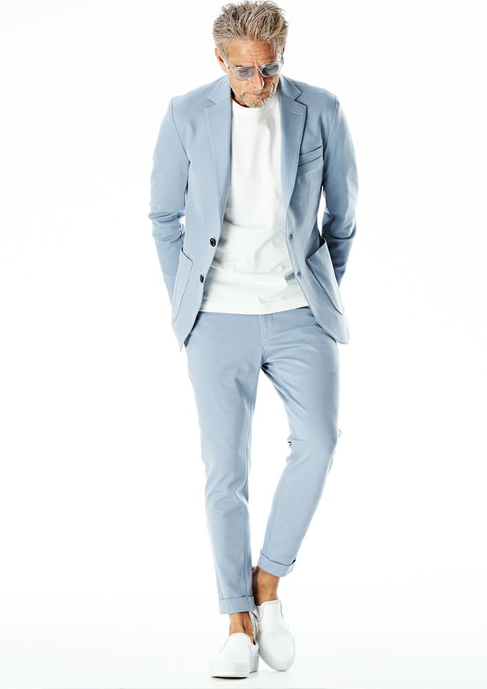 AKM】 DUAL WARM BARE PONTI SWING EASY JACKET -SAX- | AKM