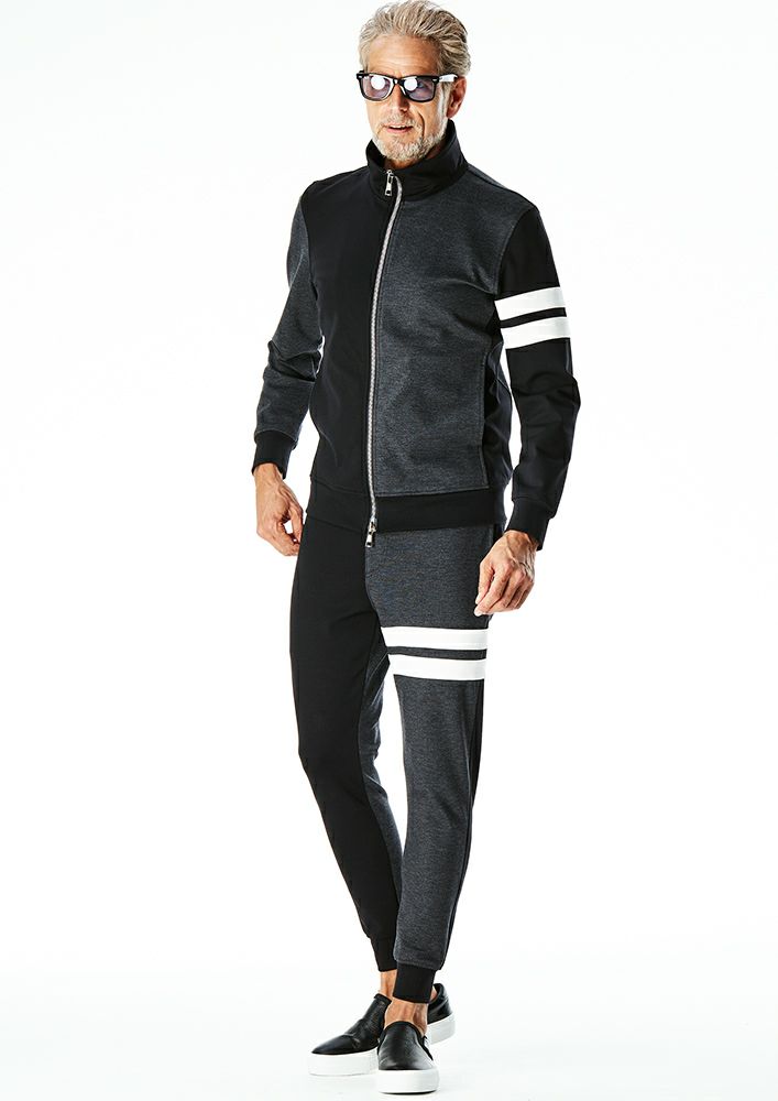 AKM】 DUAL WARM BARE PONTI LINE TRACK -BLACK/D.GRAY- | AKM