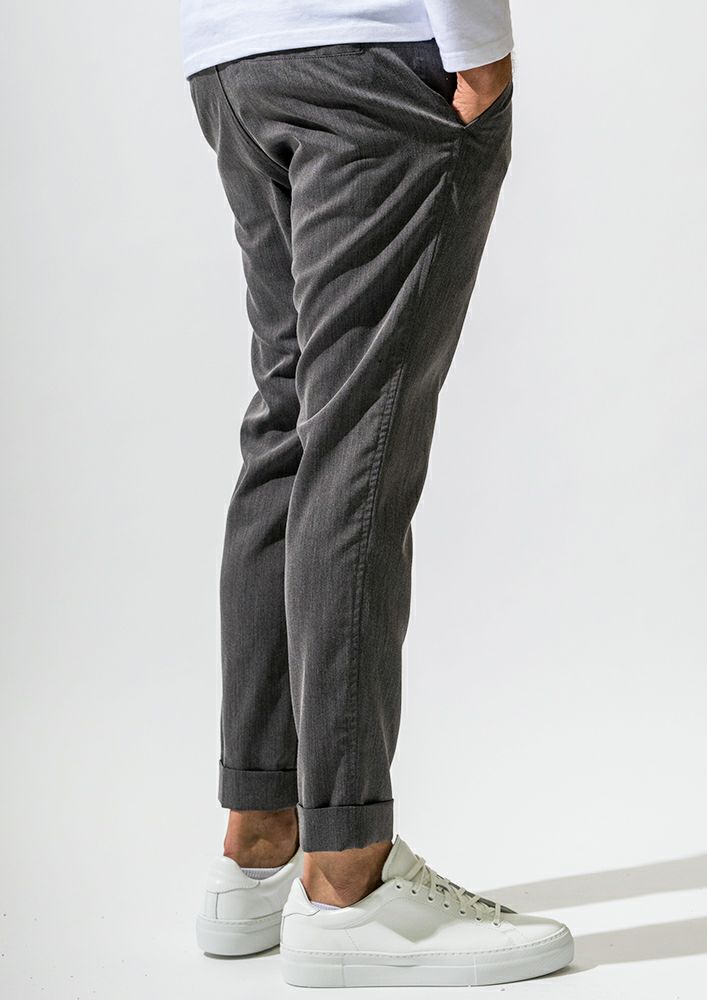 AKM、ストレッチパンツ、濃いグレー色、サイズS AKM】 T/R STRETCH SWING EASY PANTS (LINING)-D.GRAY- | AKM