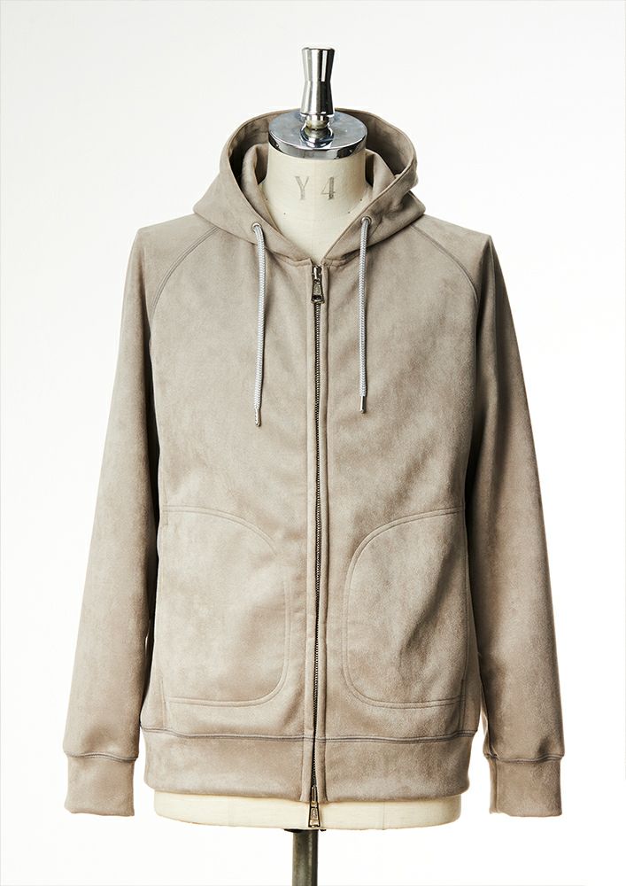 MOCHI MOCHI SUEDE RAGLAN ZIP HOODED -GRAY BEIGE- の写真